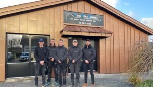 Team outside Thybo Blik & Montage building